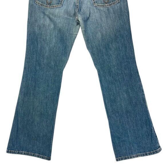 Calvin Klein Bootcut Jeans Womens 8 Blue Med Washed Distressed Flare Leg Denim - Picture 8 of 15